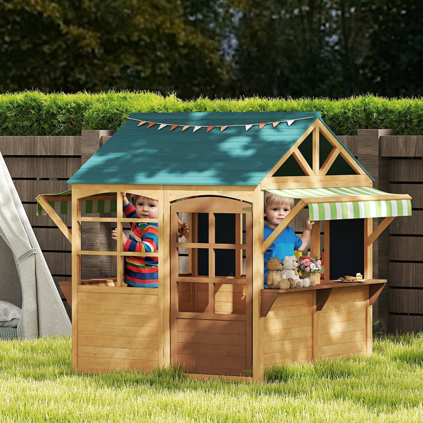 Wooden Outdoor Playhouse, For 3-8 Years BEUPFORLIFE.com