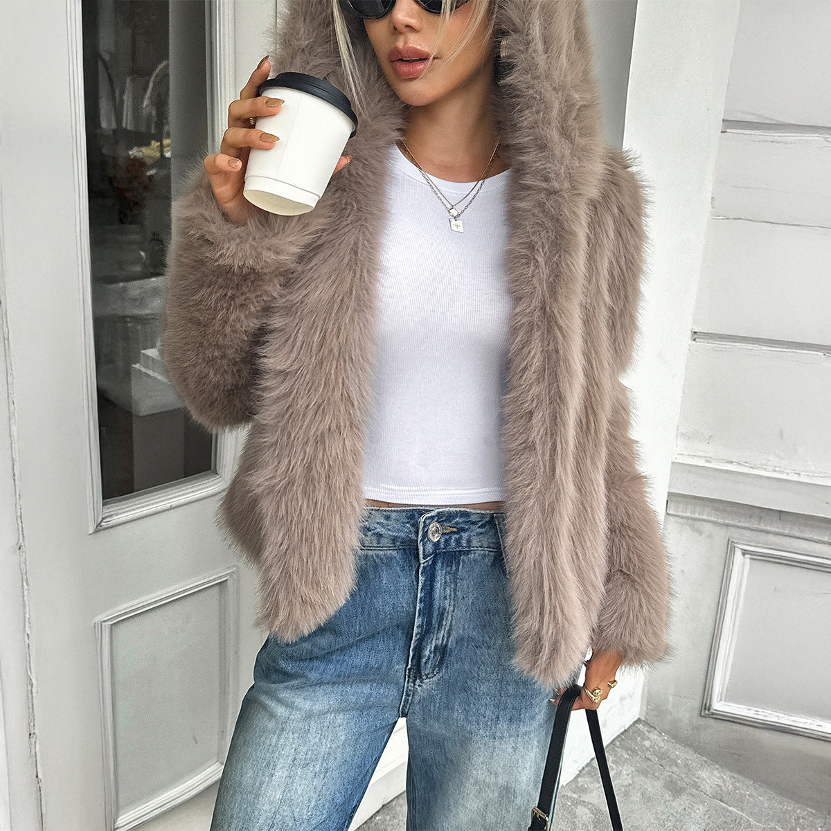 Fluffy Long Sleeve Coat BEUPFORLIFE.com