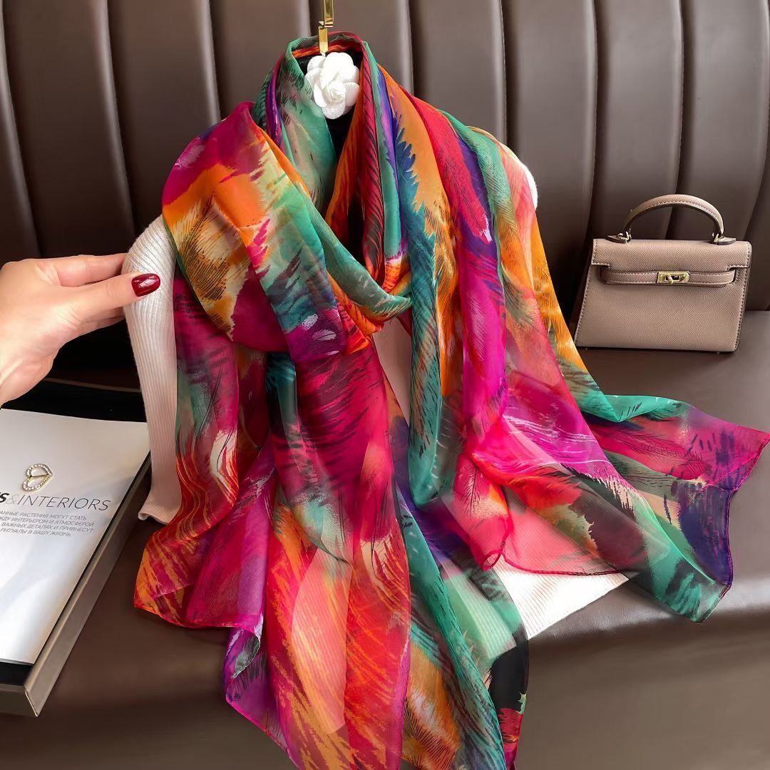 Elegant Silk Design Scarf BEUPFORLIFE.com