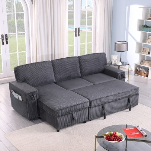 U STYLE Sleeper Sectional Sofa w/ Storage Space Be Up For Life