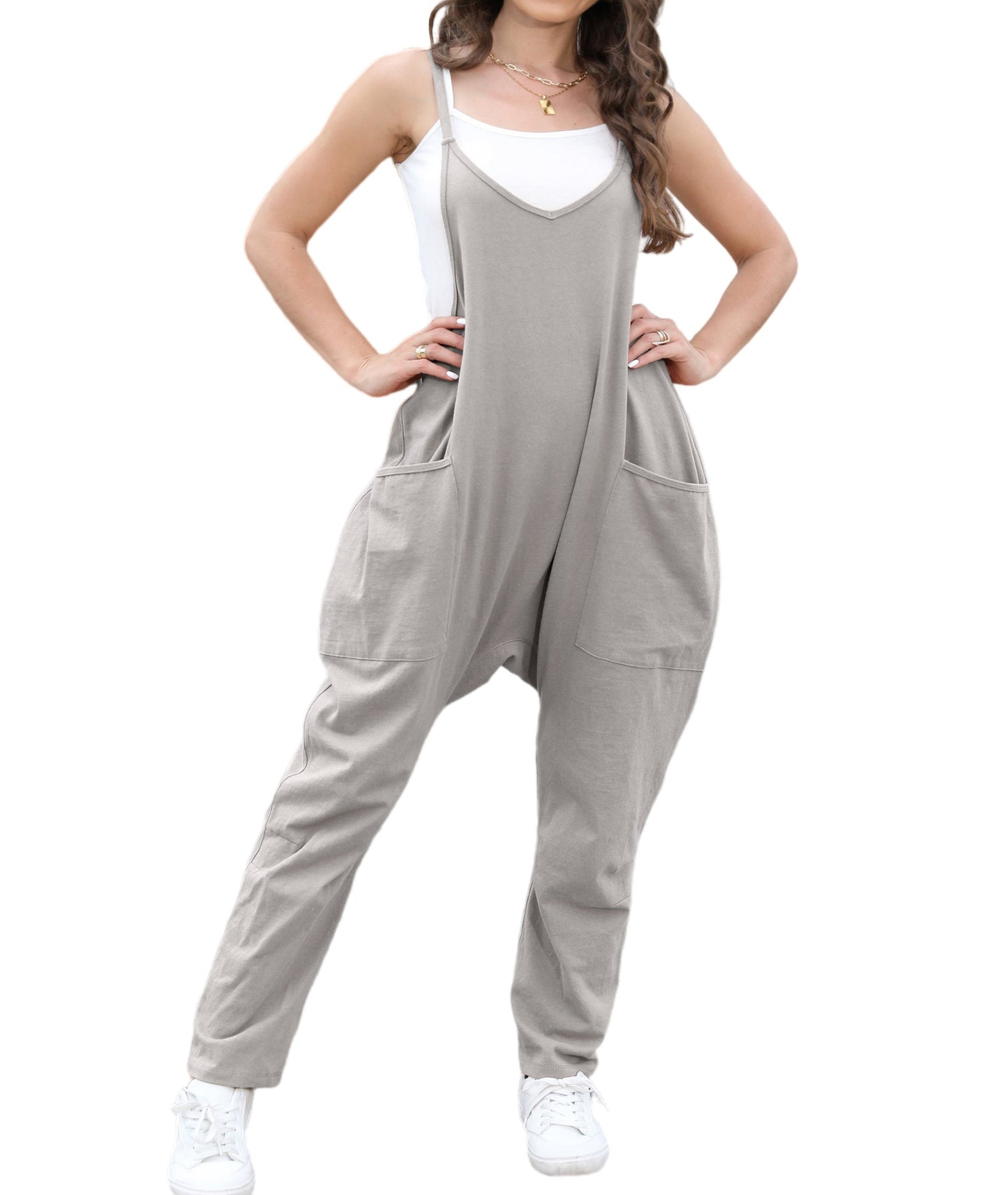 Sleeveless Backless Loose Solid Color Jumpsuit BEUPFORLIFE.com