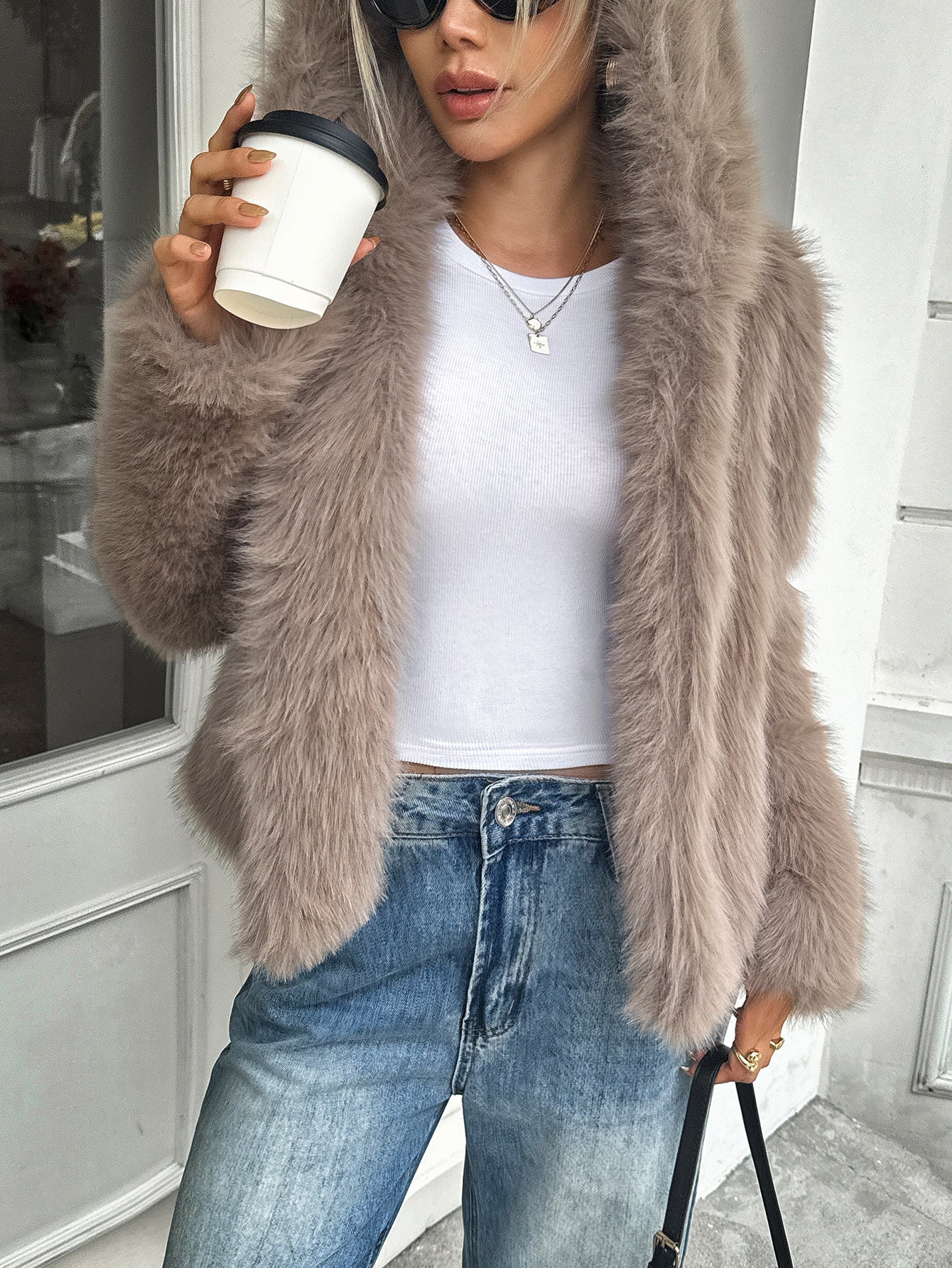 Fluffy Long Sleeve Coat