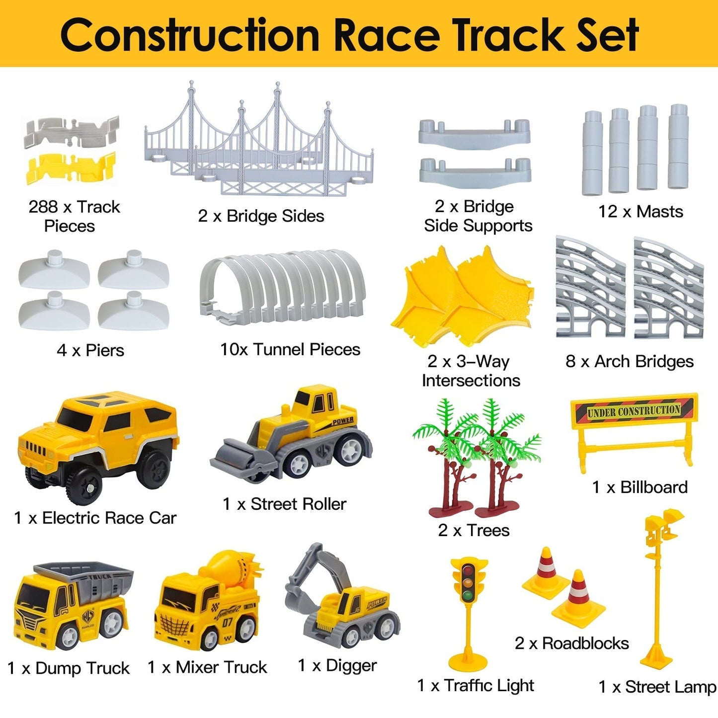 1Pc 340Pcs Construction Race Track Set, for Ages 3 - 6 Years Old BEUPFORLIFE.com