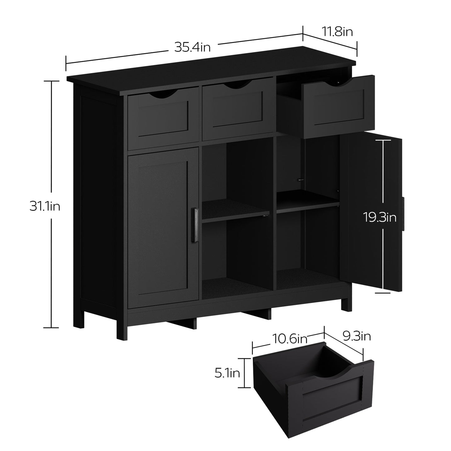 Wooden Storage Cabinet, w/ Drawers And Shelves BEUPFORLIFE.com