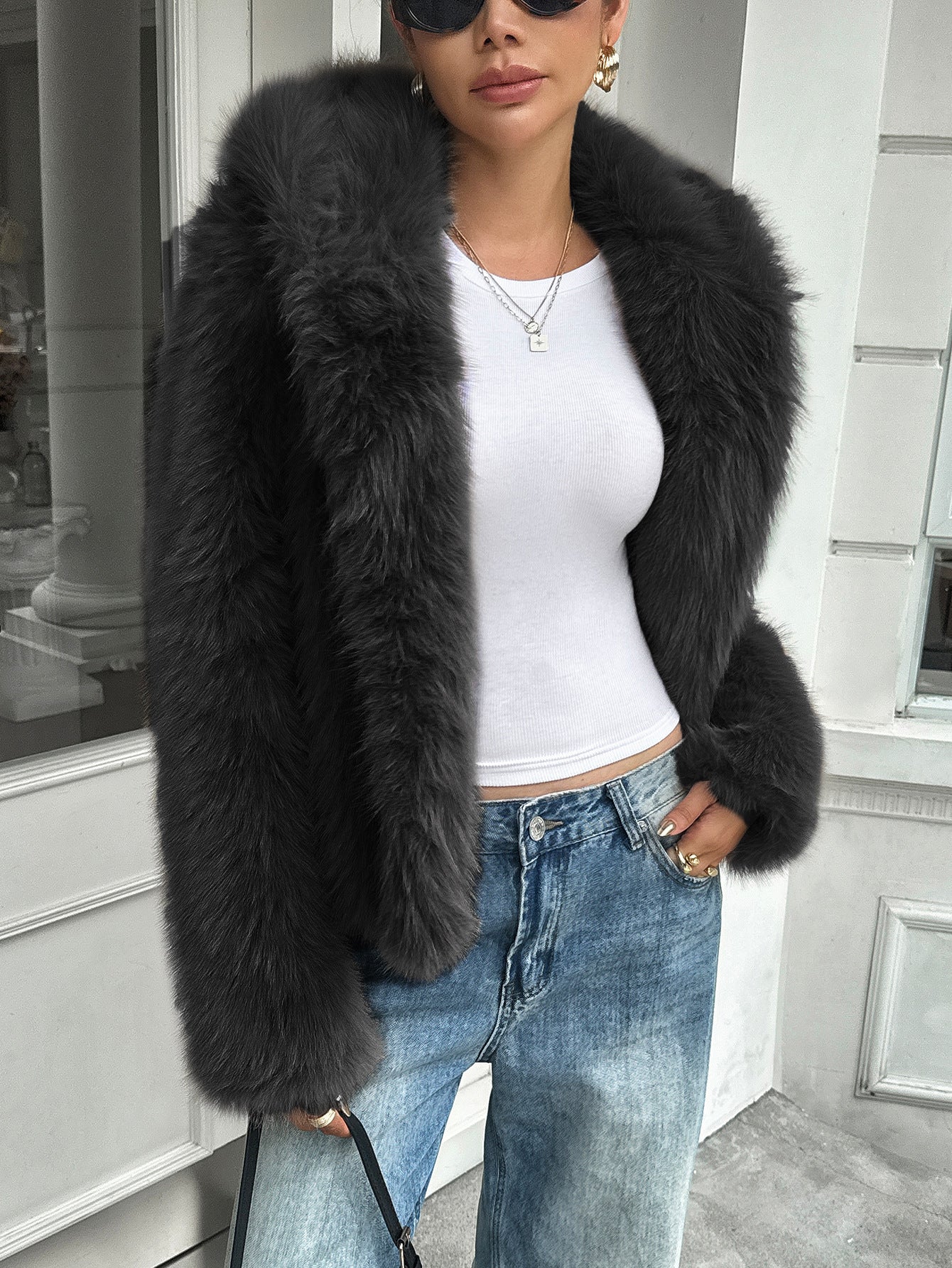 Fluffy Long Sleeve Coat