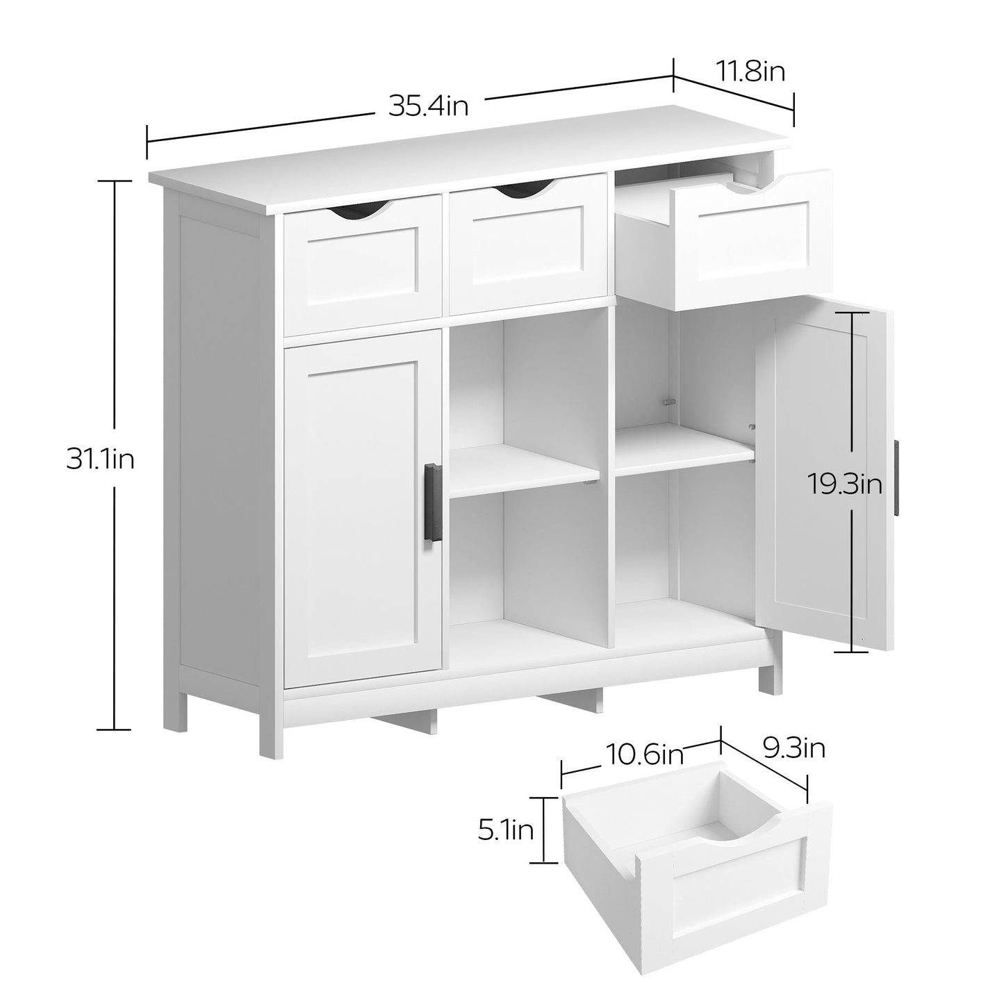 Cabinet With Drawers And Shelves - White BEUPFORLIFE.com