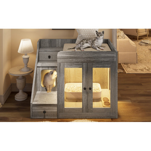 Cat Litter Box Enclosure With Light BEUPFORLIFE.com