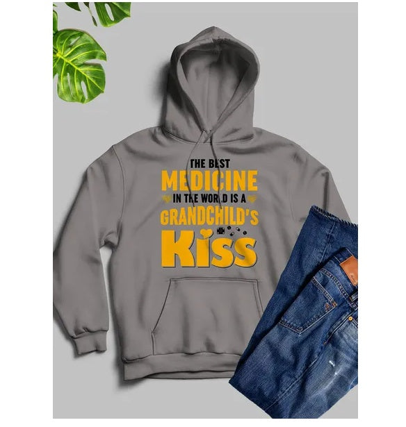 The Best Medicine In The World Is A Grandchild's Kiss Hoodie BEUPFORLIFE.com