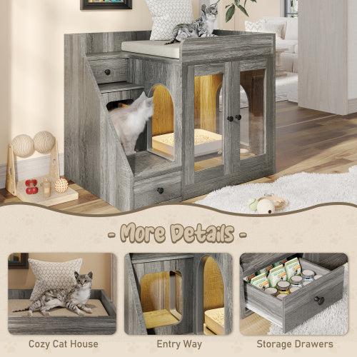 Cat Litter Box Enclosure With Light BEUPFORLIFE.com
