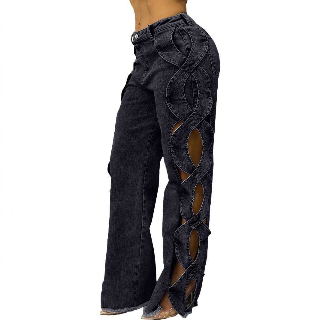 Women's Side Hollow S Line Denim Jeans BEUPFORLIFE.com