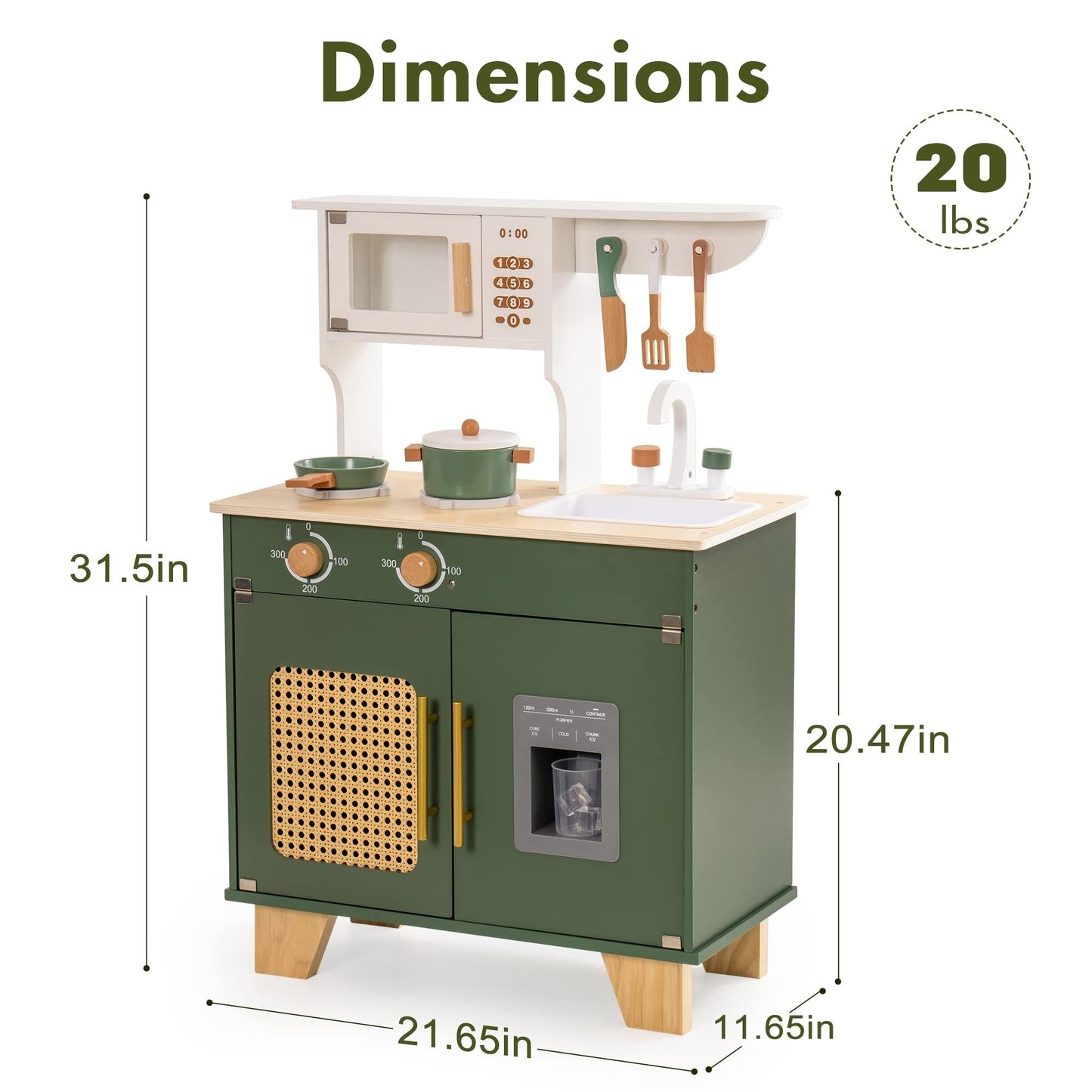 Green Wooden Kitchen Toy Set BEUPFORLIFE.com