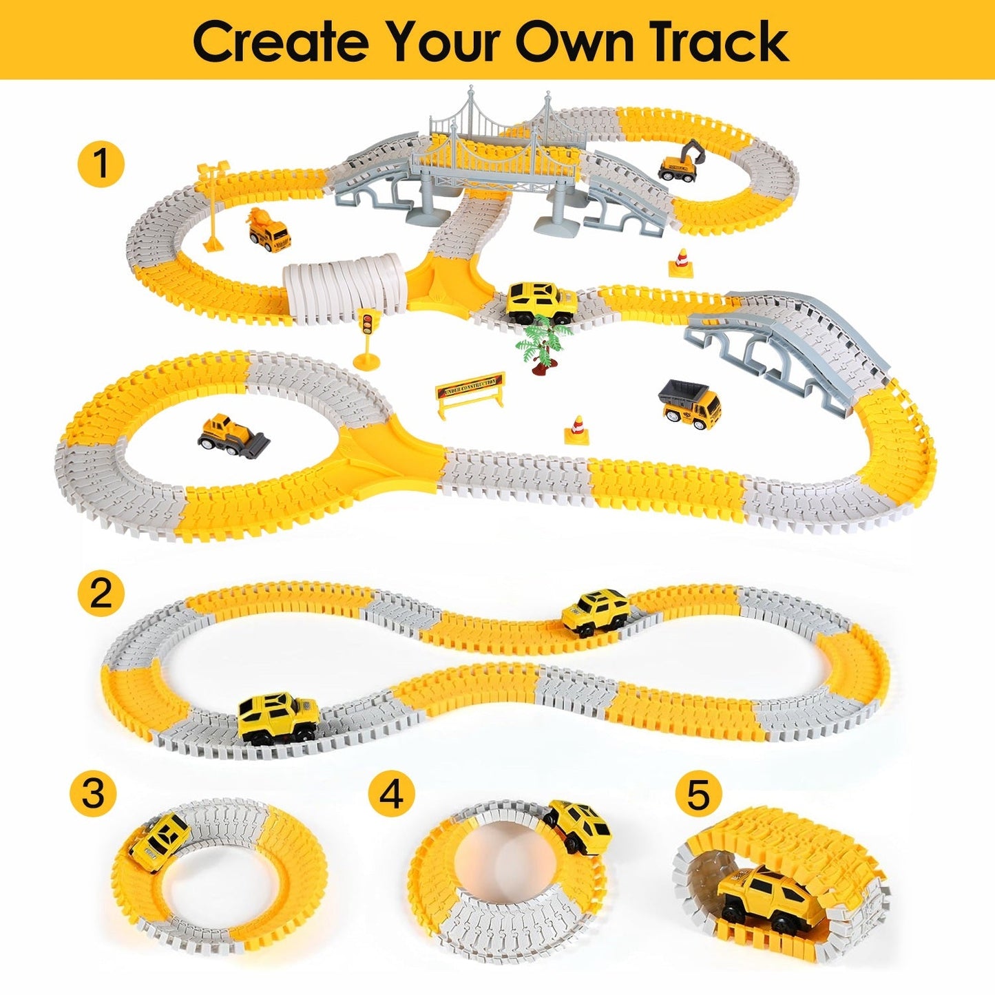 1Pc 340Pcs Construction Race Track Set, for Ages 3 - 6 Years Old BEUPFORLIFE.com