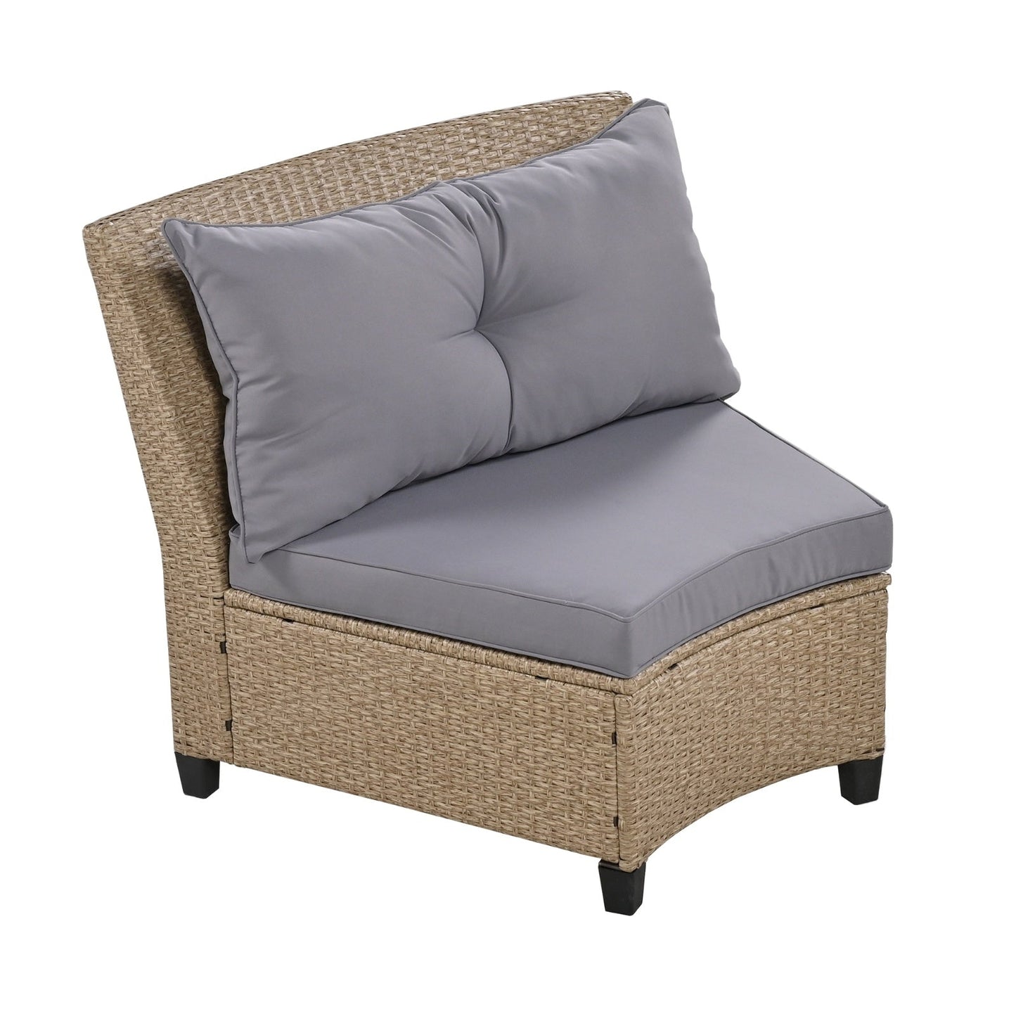 U Style 6-Person Fan-Shaped Rattan Set With Cushions Table Be Up For Life