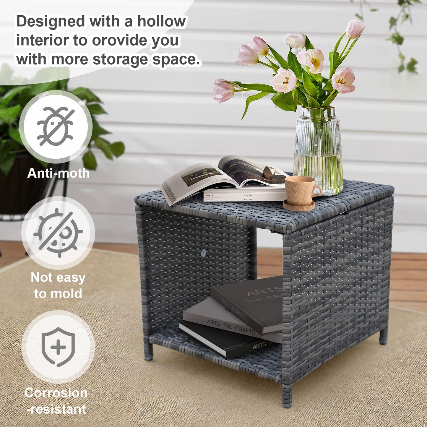 5 Piece Wicker Patio Conversation Furniture Set w/Ottomans BEUPFORLIFE.com