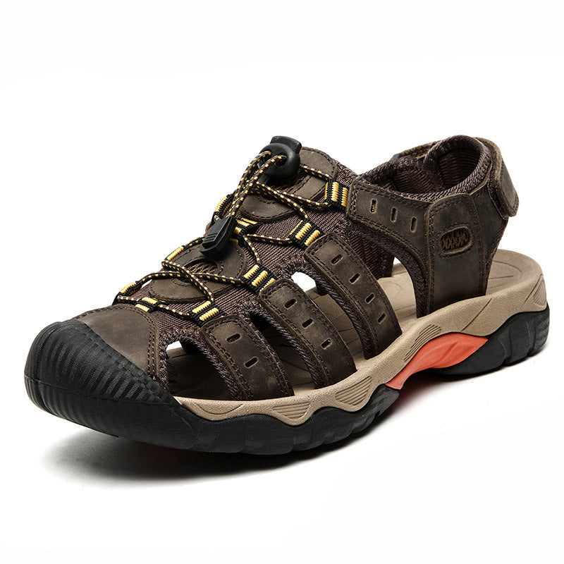 First Layer Cowhide Closed Toe Outdoor Sandals BEUPFORLIFE.com