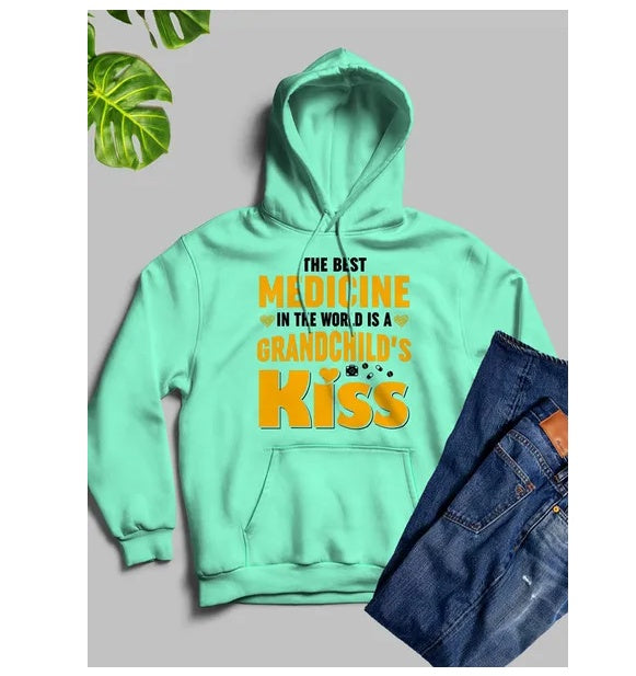 The Best Medicine In The World Is A Grandchild's Kiss Hoodie BEUPFORLIFE.com