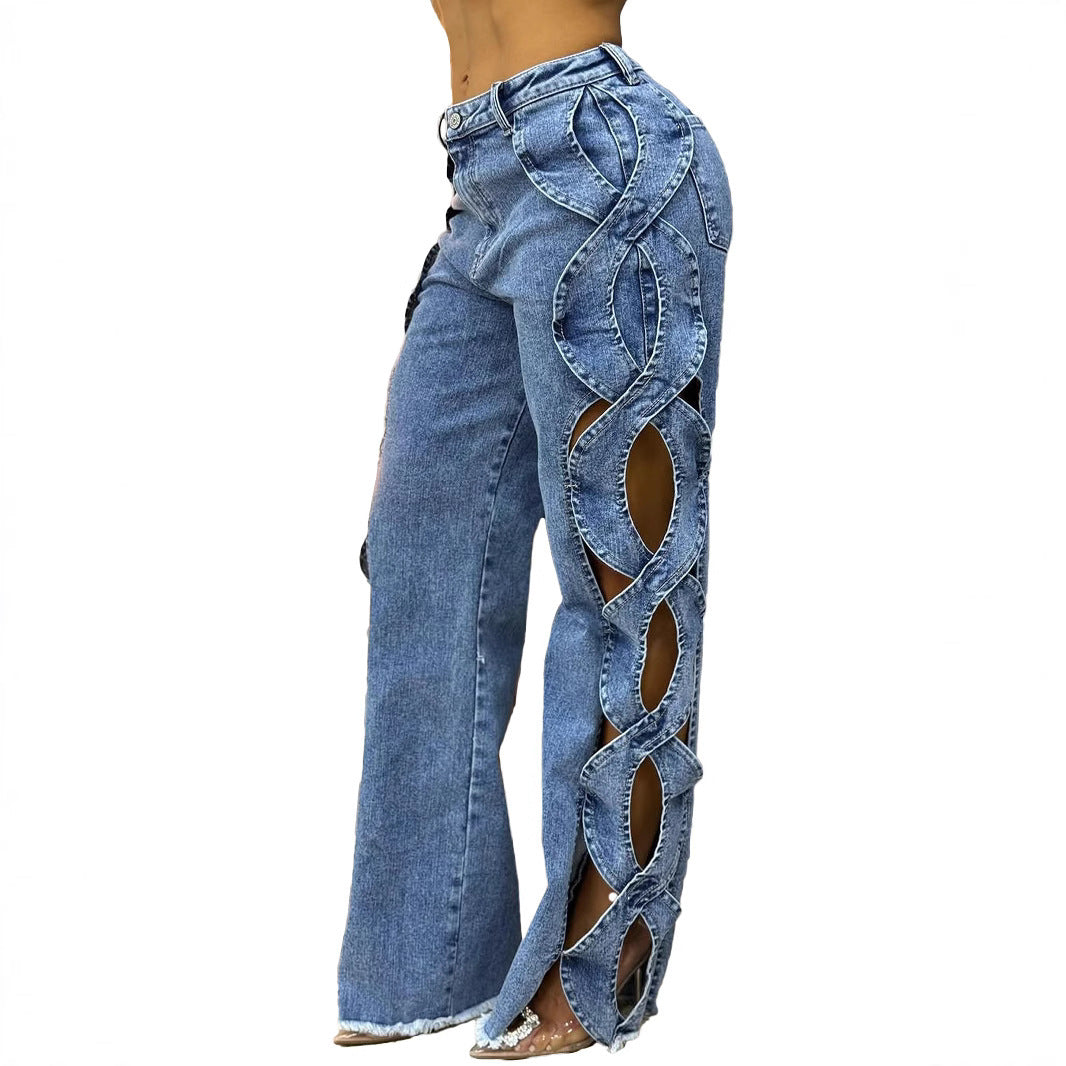 Women's Side Hollow S Line Denim Jeans BEUPFORLIFE.com