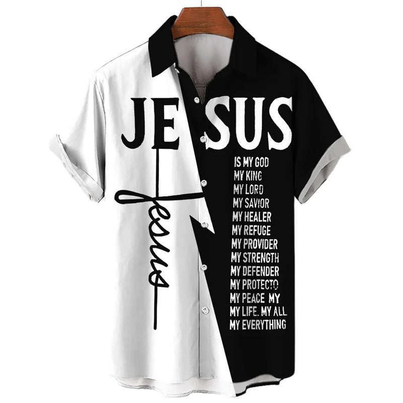 JESUS Colorblock Letter Shirt BEUPFORLIFE.com