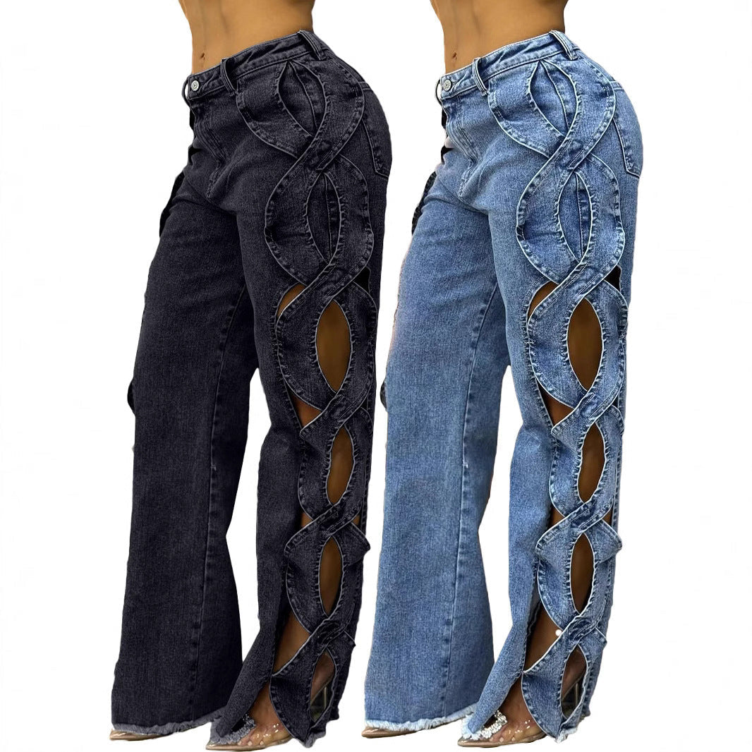 Women's Side Hollow S Line Denim Jeans BEUPFORLIFE.com