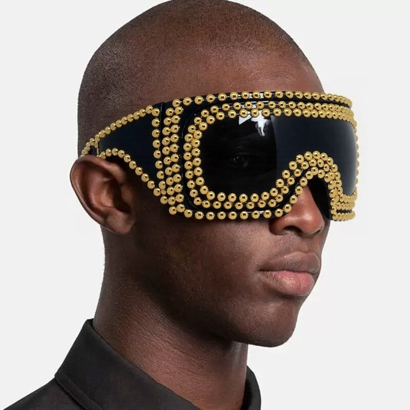 Punk Funk Super Large Rim Square Rivet Sunglasses BEUPFORLIFE.com