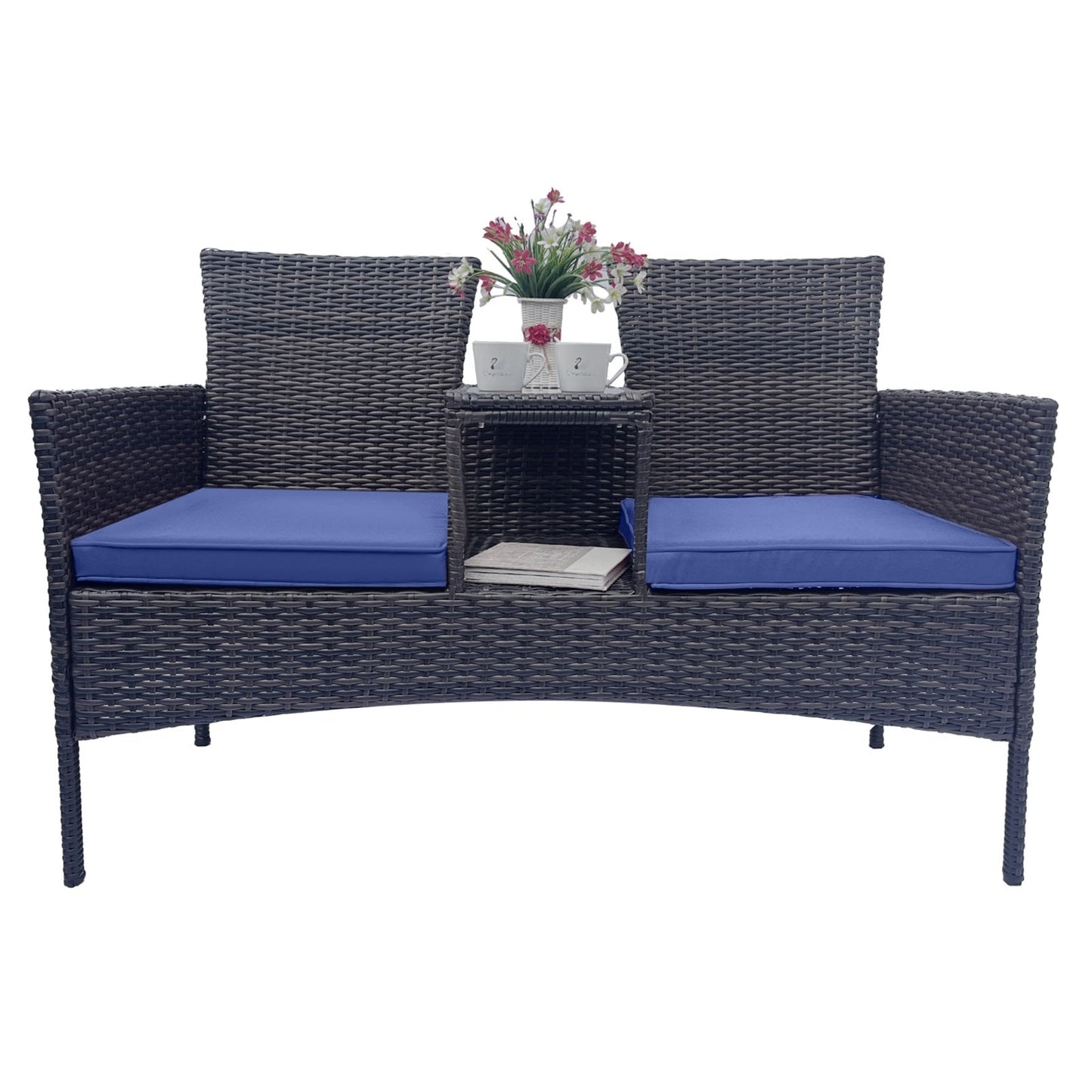 Wicker Patio Conversation Furniture Set, With Removable Cushions & Table BEUPFORLIFE.com