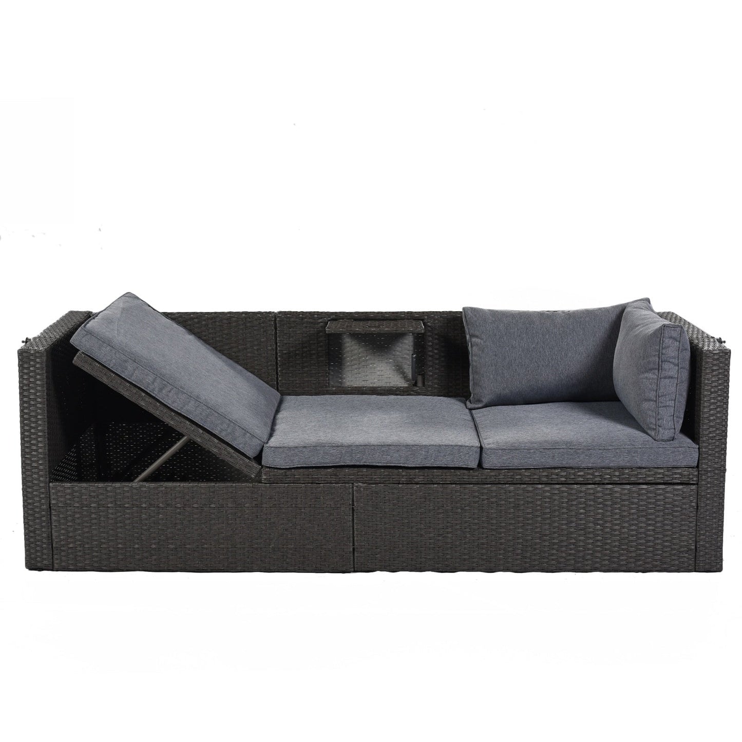 U Style Patio Rectangle Daybed With Canopy, Wicker Sectional Seating Be Up For Life
