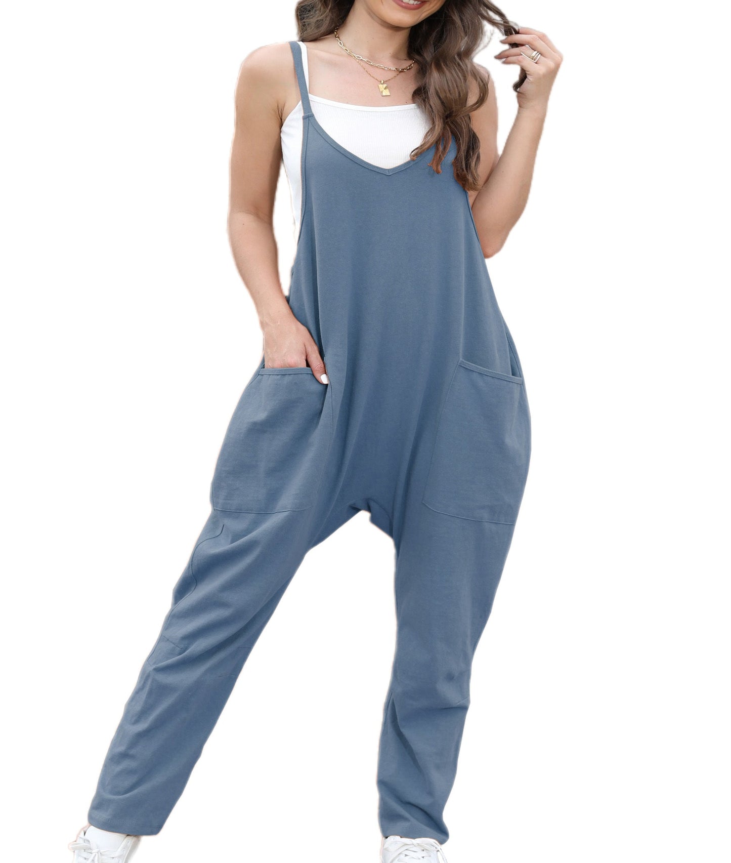 Sleeveless Backless Loose Solid Color Jumpsuit BEUPFORLIFE.com