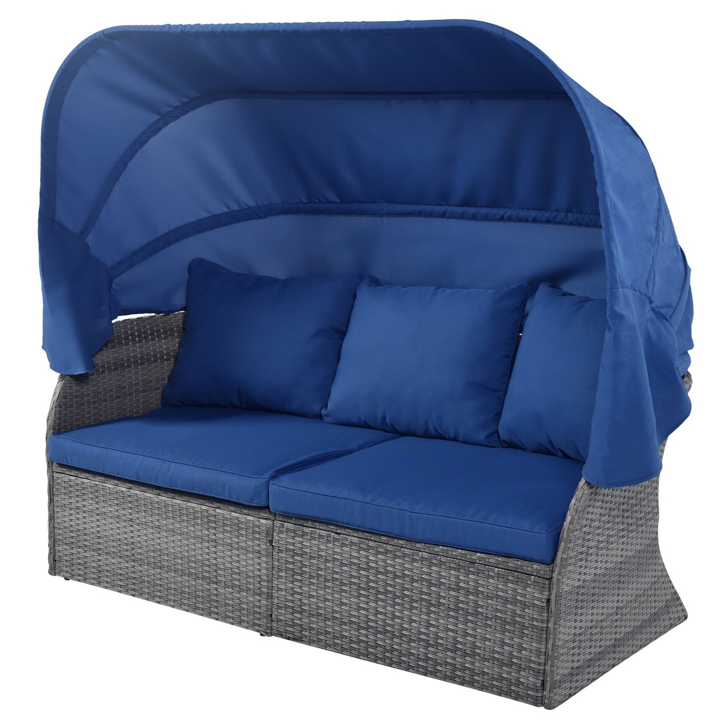 U STYLE Patio Furniture Set Daybed W Retractable Canopy Wicker Be Up For Life