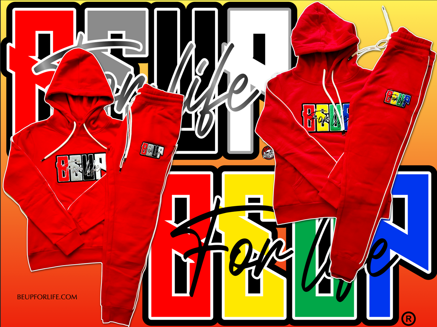 Ladies Red Cotton Jogger w/ White Stripes - BEUPFORLIFE.com