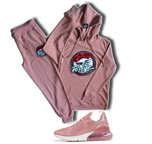Women's Dusty Rose, French Terry Jogger, Round Be Up Patch (FREE SHIPPING, USA Only) - BEUPFORLIFE.com