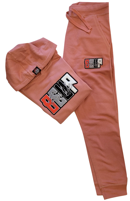 Women's Dusty Rose, French Terry Jogger Block BeUp Patch - BEUPFORLIFE.com