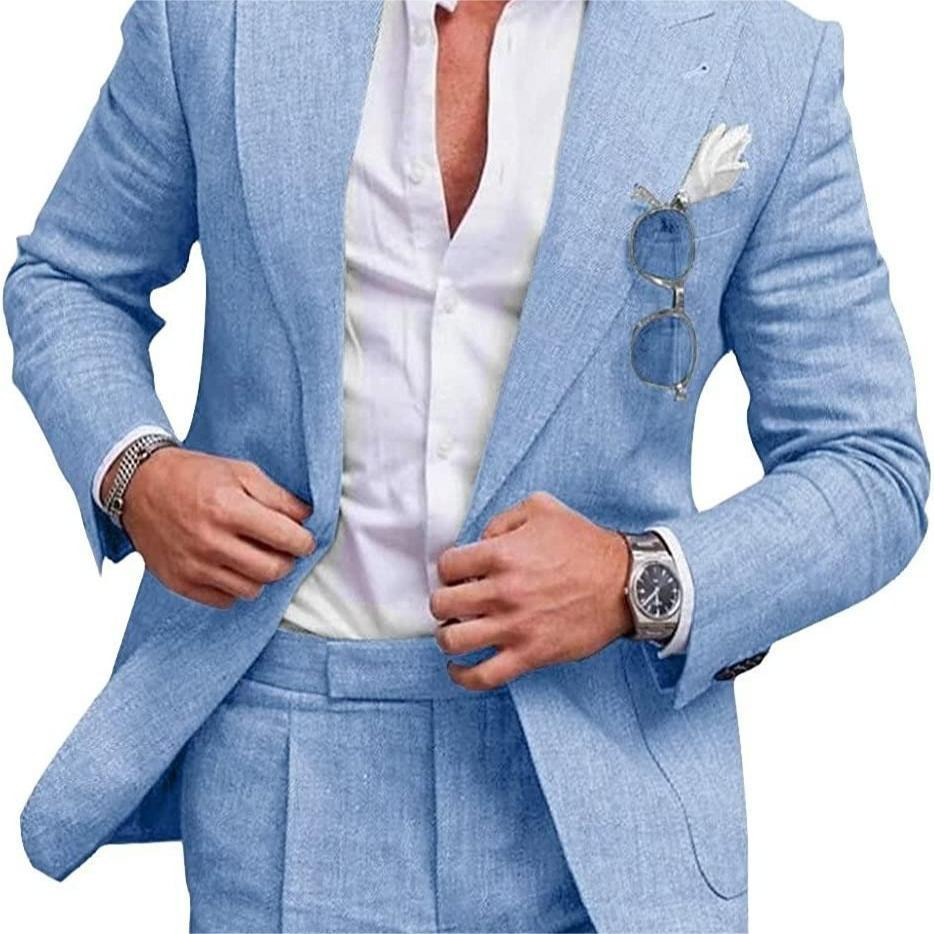 Men's Two Piece Linen Suit - BEUPFORLIFE.com