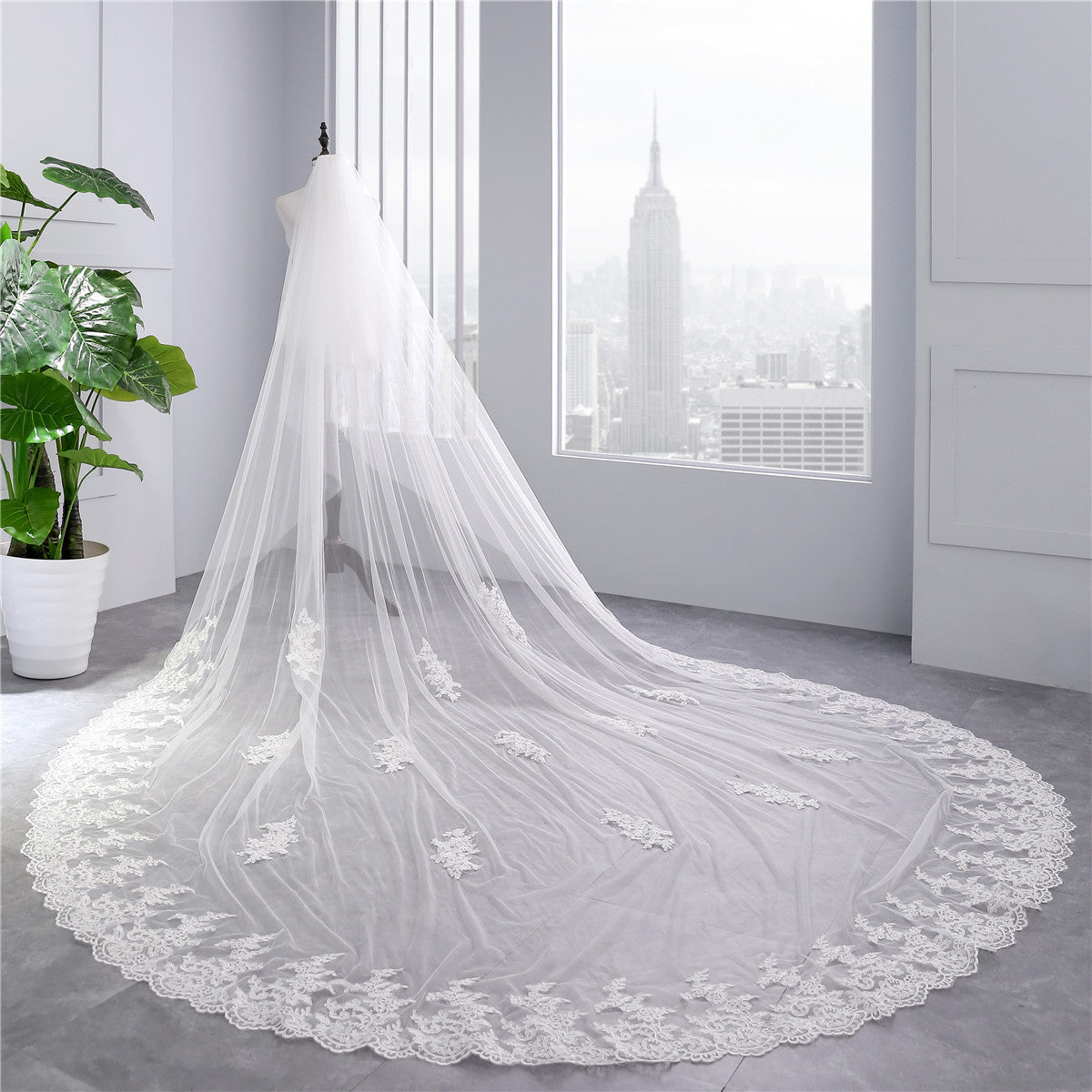 Bridal Veil Extra Wide Soft Mesh Lace With Hair Comb Be Up For Life