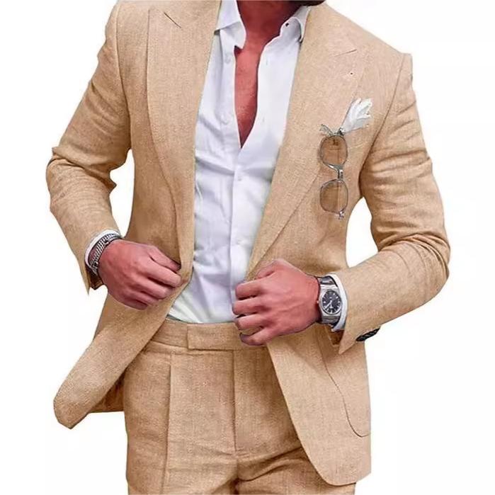 Men's Two Piece Linen Suit - BEUPFORLIFE.com
