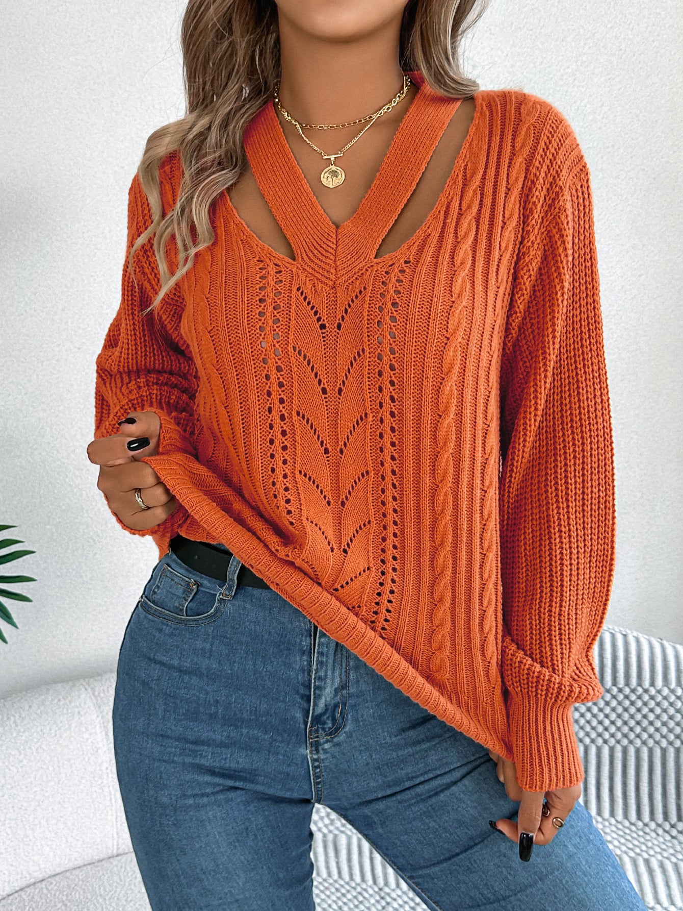 V-neck Twist Pullover Sweater Be Up For Life