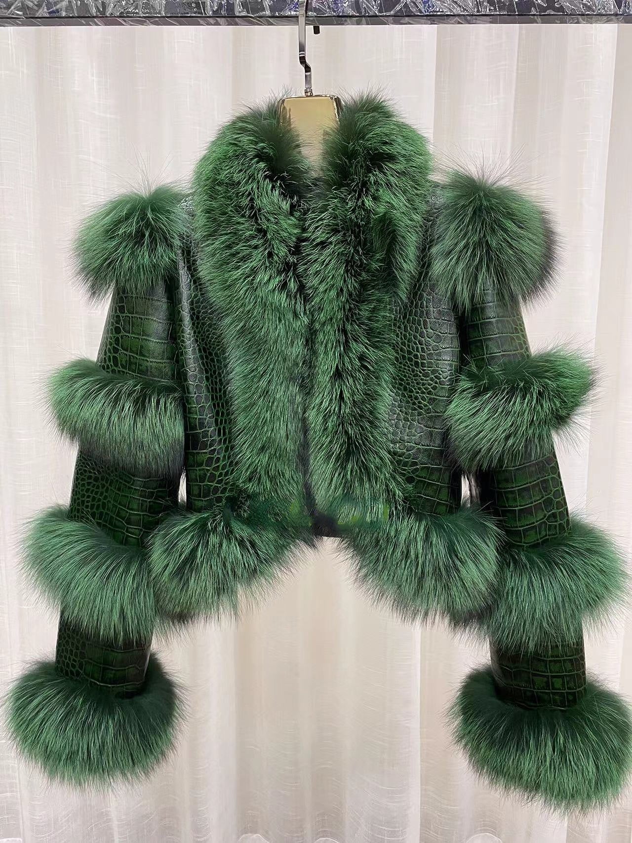 Elegant Bright Leather Fox Fur Coat Be Up For Life