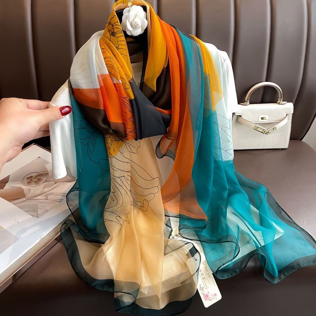 Elegant Silk Design Scarf BEUPFORLIFE.com