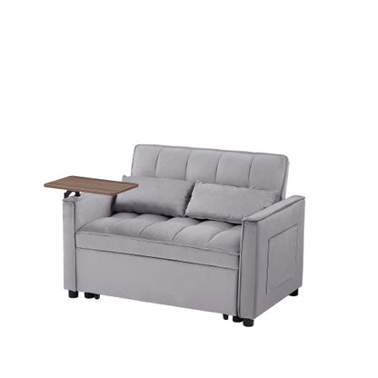 Velvet Loveseat Sleeper Sofa Bed With Side Table BEUPFORLIFE.com