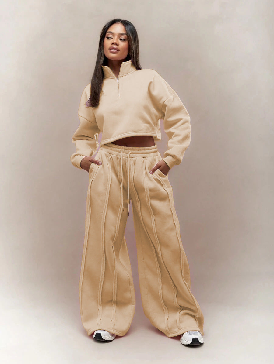 Solid Color Casual Pullover Trousers Suit Be Up For Life