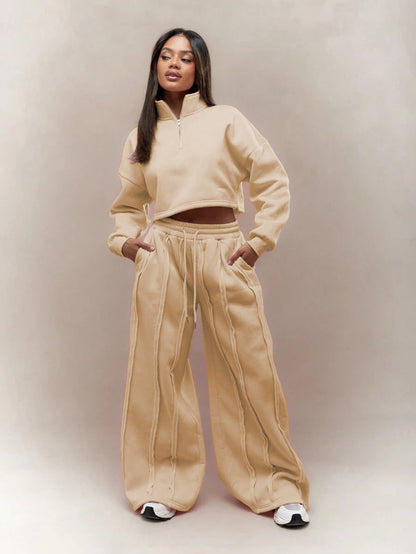 Solid Color Casual Pullover Trousers Suit Be Up For Life