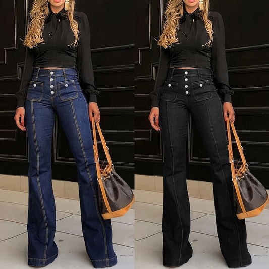 Patchwork Jeans Slim Fit Slimming Stretch Flared Pants BEUPFORLIFE.com