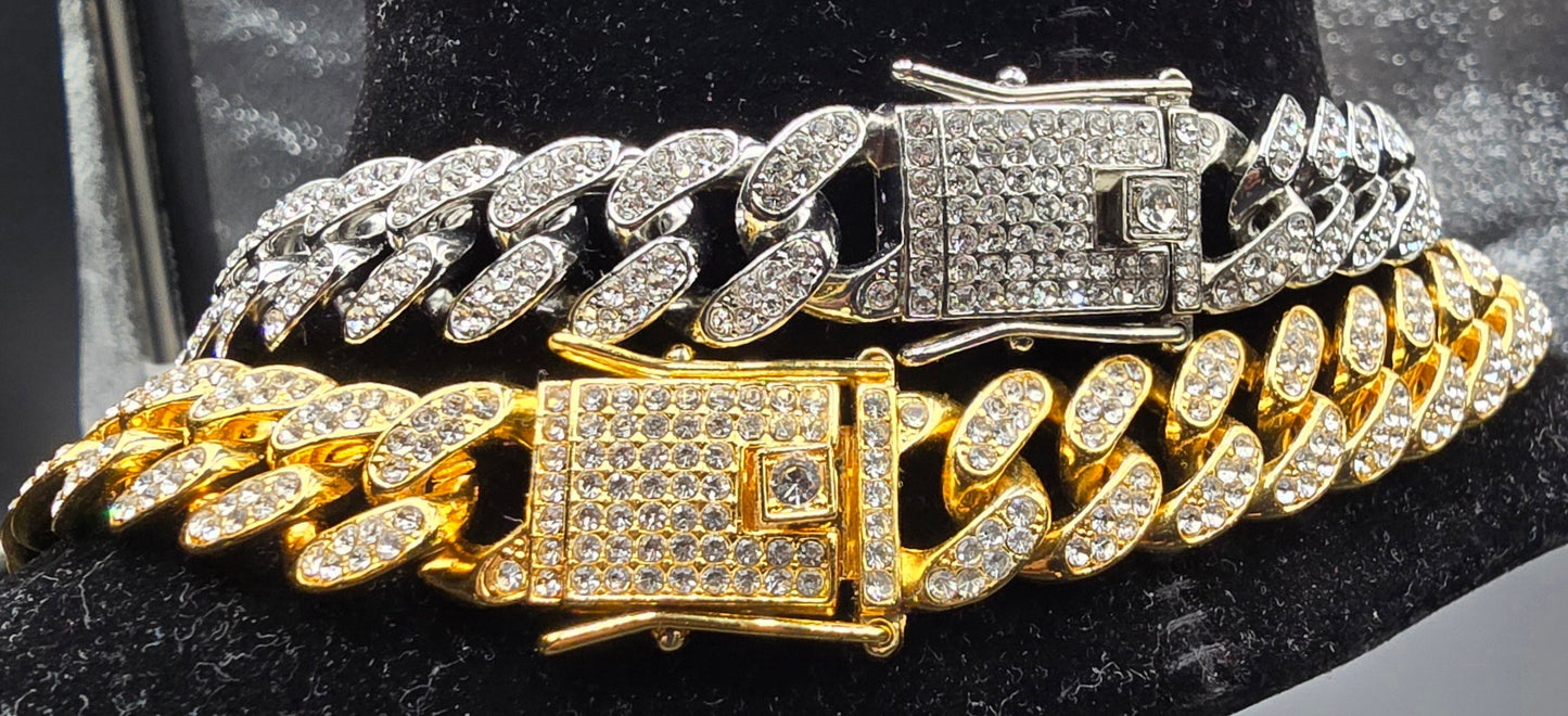 Plug pendant w/ iced out chain Crystal Red Luxury Jewelry