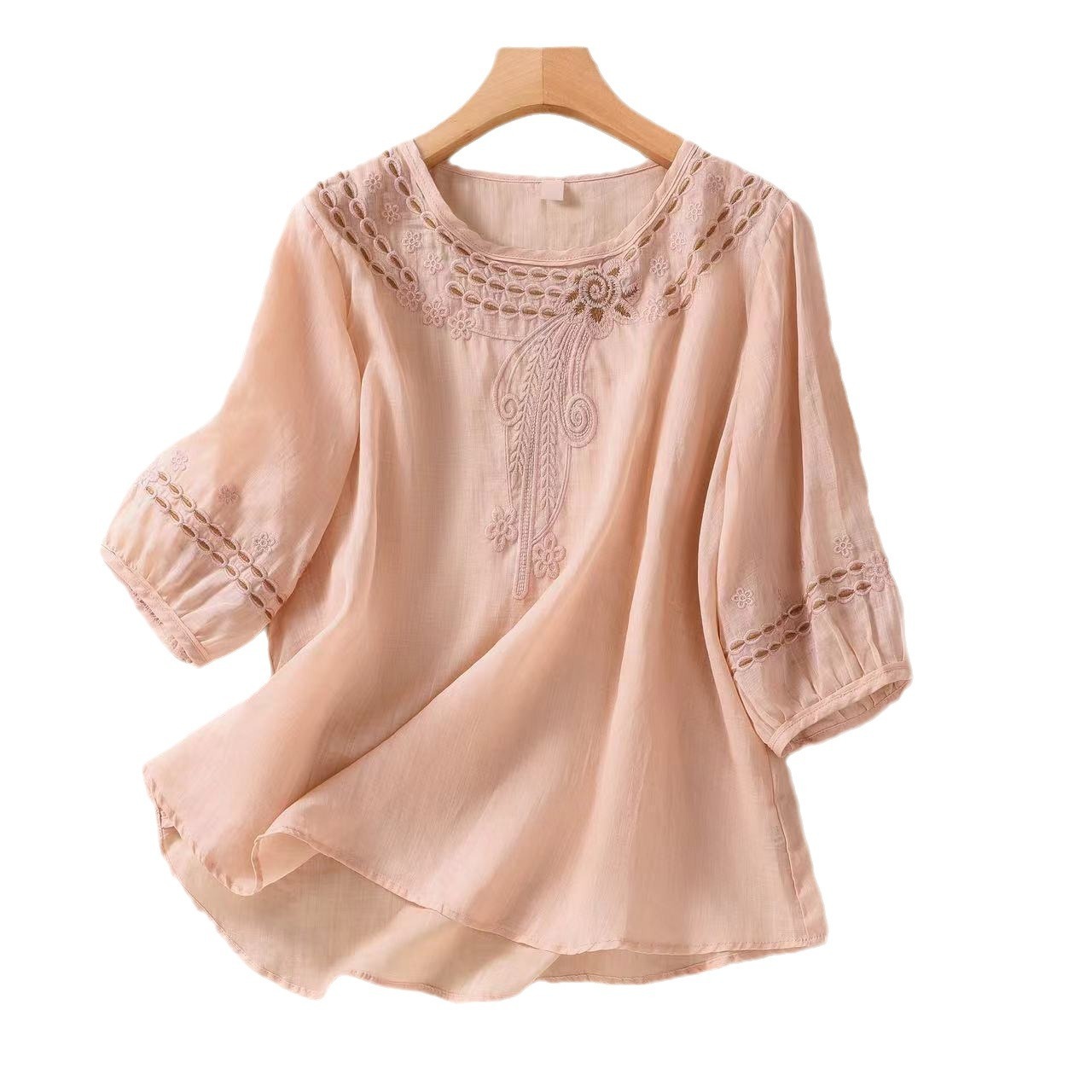 Vintage Cotton And Linen Embroidered Summer Half Sleeve Be Up For Life