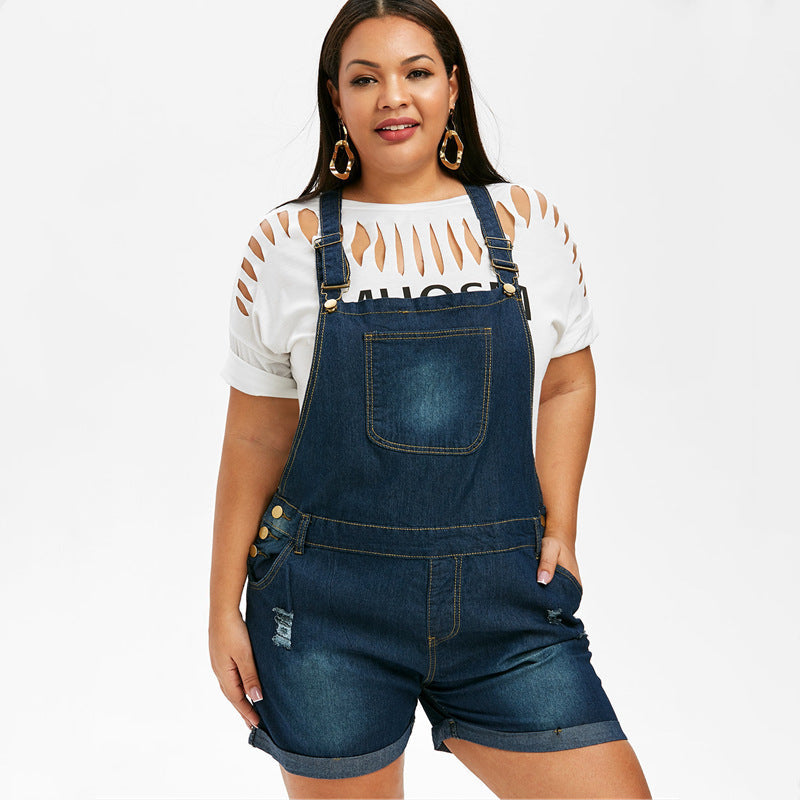 Oversized stretch denim strap overalls Be Up For Life