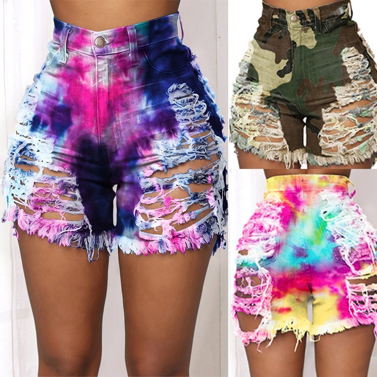 Tie-dye printed denim shorts Be Up For Life
