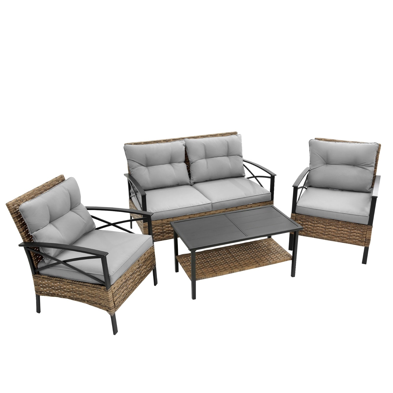4 Piece Patio Sectional Sofa Set BEUPFORLIFE.com