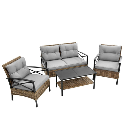 4 Piece Patio Sectional Sofa Set BEUPFORLIFE.com