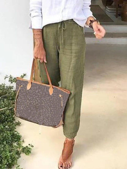 Women's Solid Color Drawstring Leisure Pants - BEUPFORLIFE.com