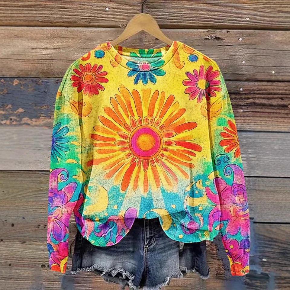 Women's Printed Drop-shoulder Sweater Be Up For Life