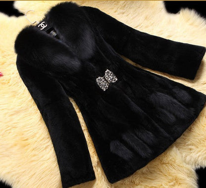 Ladies Mid-length Rex Rabbit Fleece Haining Fur Coat Be Up For Life